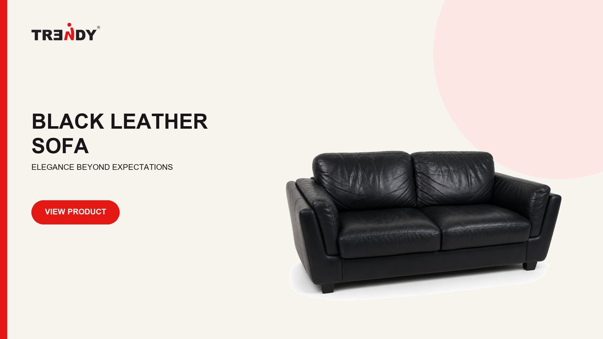 Aura Minimalist Leather Lounge Sofa, alternate view